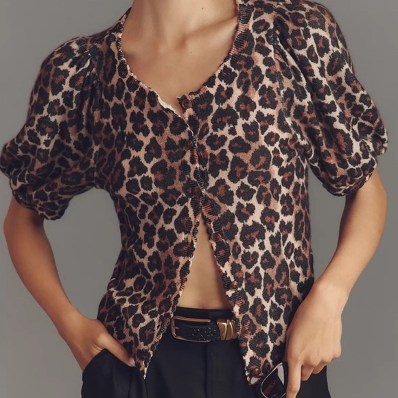 Anthropologie Sweaters - 🐆Anthroplogie CASHMERE Puff-Sleeve Cardigan Sweater Maeve NEW Medium